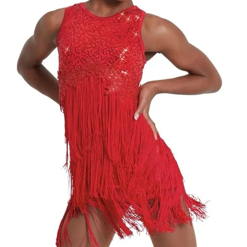 Weissman The Greatest Show Layered Fringe Dress Biketard size Large Child
